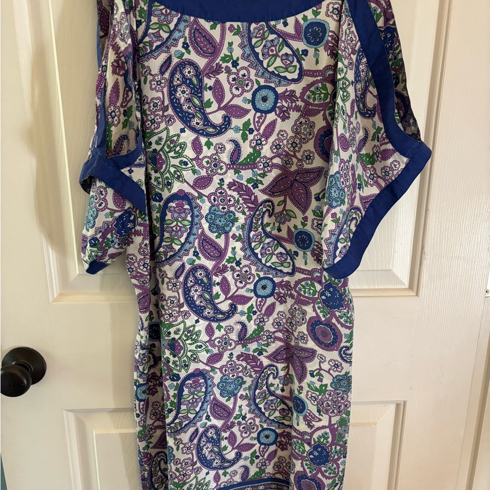 Lucky Brand Long Sleeve Dress - Blue and Purple Paisley
